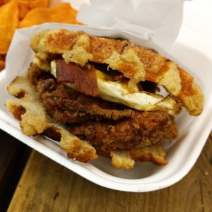 Chicken and waffles sandwich