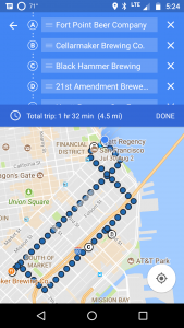 SF Brewery Crawl Map