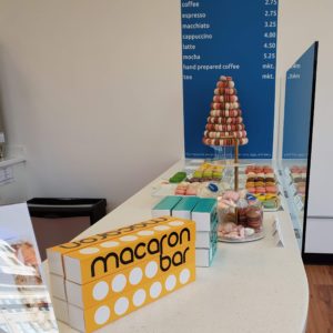Macaron bar counter with macarons for sale