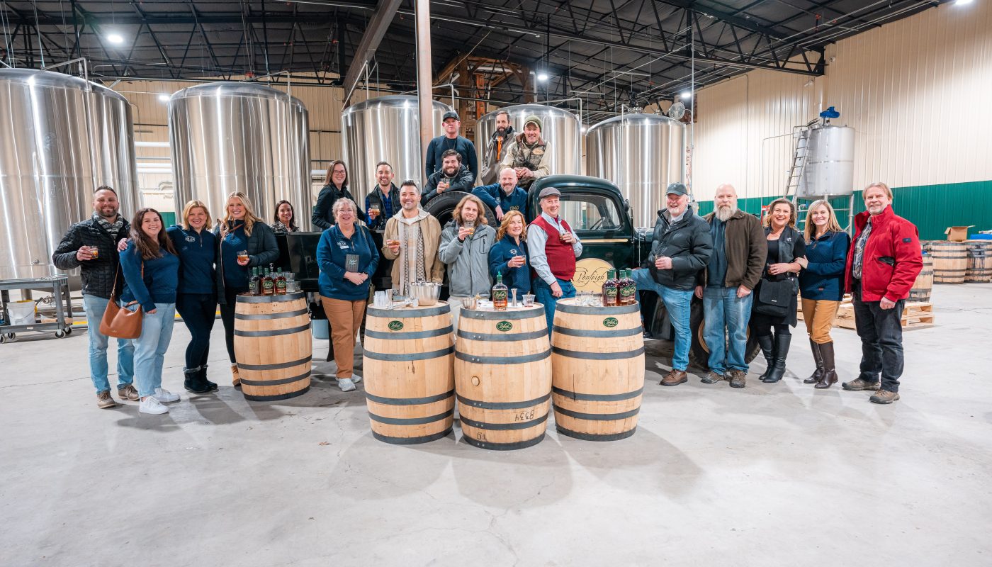 Group photo at Ponfeigh Distillery from the Go Laurel Highlands Pout Tour 4.0 Kickoff