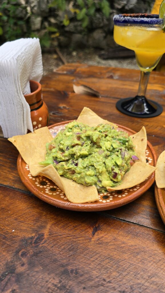 guac and chips at Los Nopales La Quinta restaurant in Cozumel, Mexico
