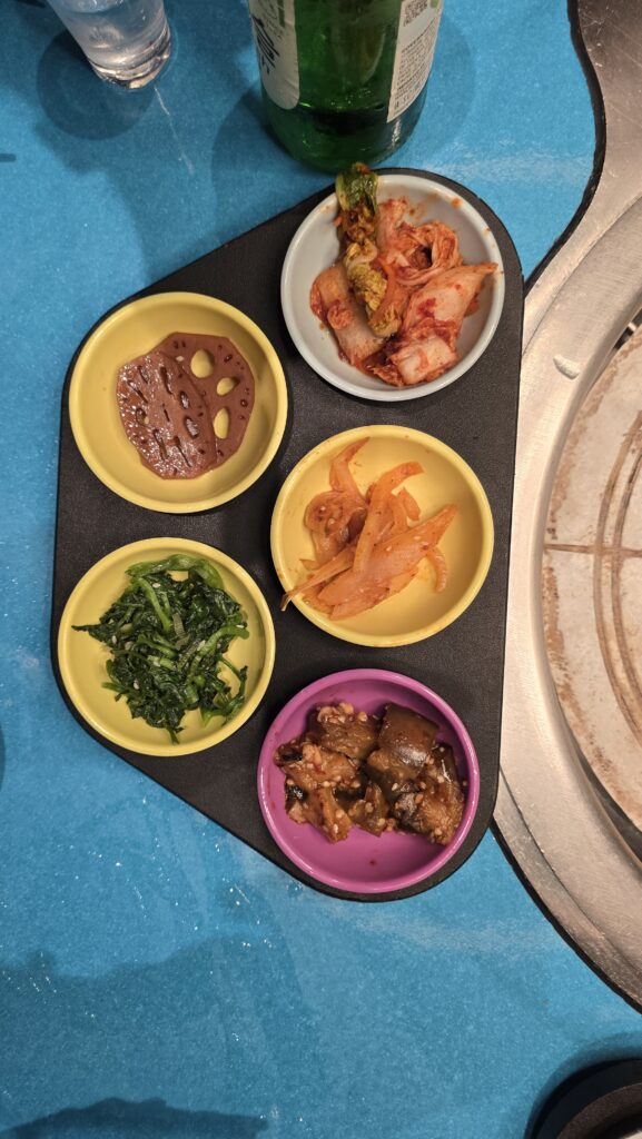 banchan pickled vegetable served at Gunbae on Virgin Voyages Scarlet Lady cruise ship