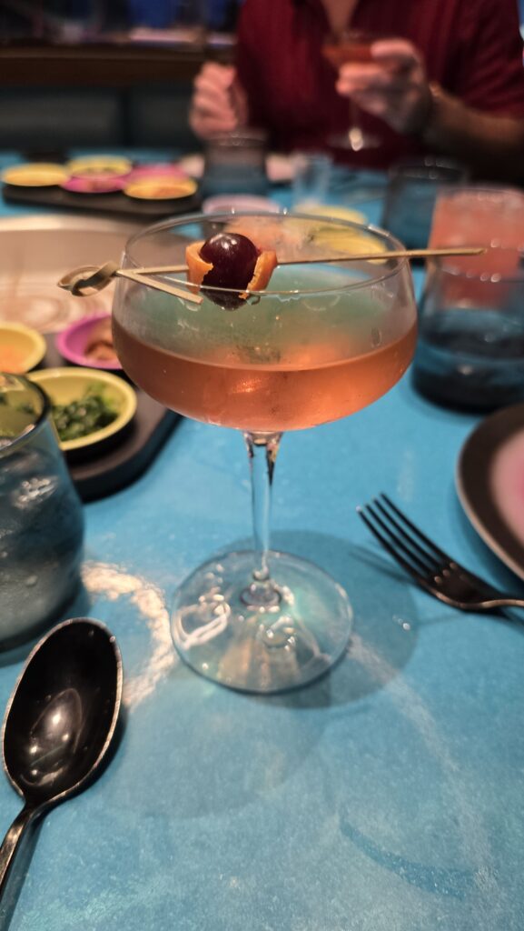soju cocktail served at Gunbae on Virgin Voyages Scarlet Lady cruise ship