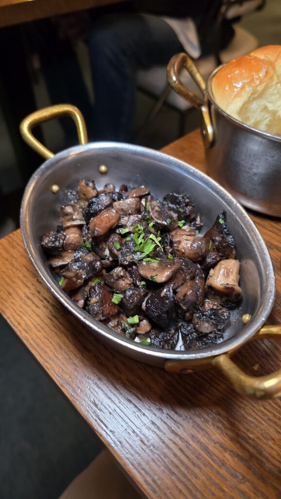 mushrooms served at The Wake on Virgin Voyages Scarlet Lady cruise ship