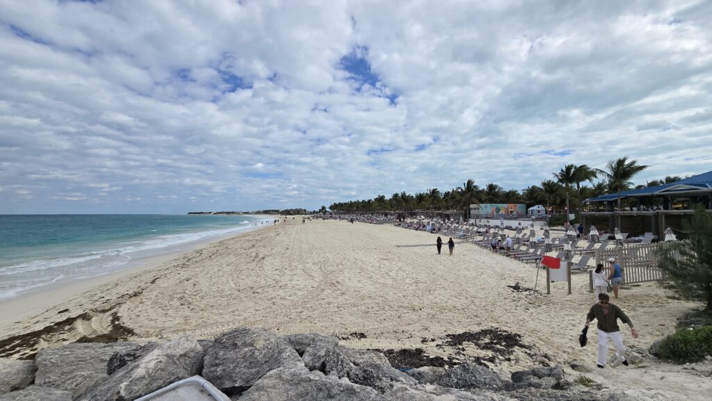 long view of the beach at the Bimini Beach Club 