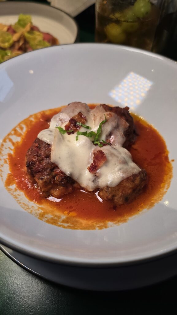 meatbals served at Extra Virgin on Virgin Voyages Scarlet Lady cruise ship